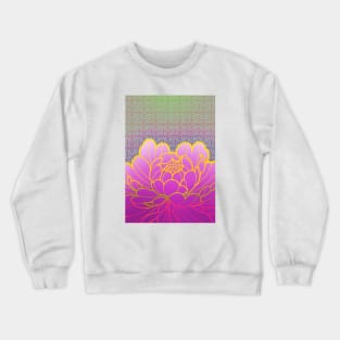 peony flower and sacred geometric pattern Crewneck Sweatshirt